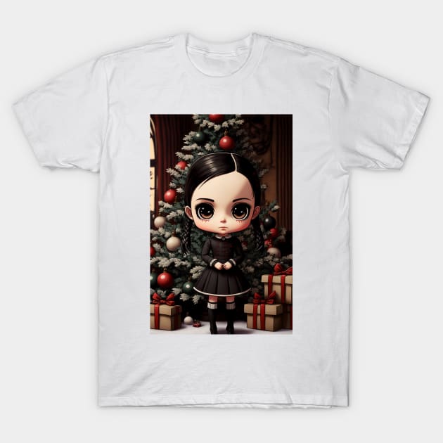 Wednesday Addams Christmas T-Shirt by JigglePeek